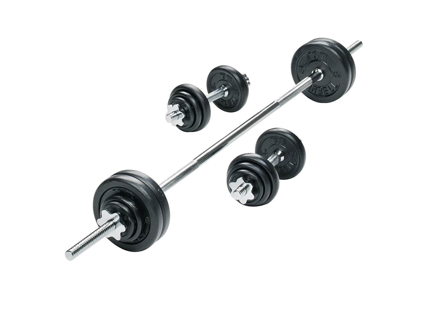 York Olympic Weight Bar Barbell Dumbbells 1" Chrome Plated Spinlock Collars Pair 