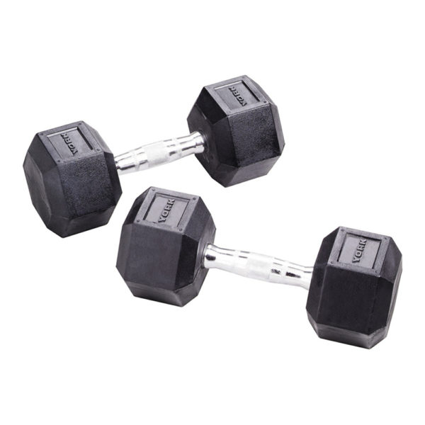photo of the York Fitness Rubber Hex Dumbbell Pair